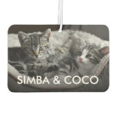 デザイン自分のペットの写真と名前パーソナライズされた カーエアーフレッシュナー (裏面)