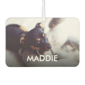 デザイン自分のペットの写真と名前パーソナライズされた カーエアーフレッシュナー (正面)