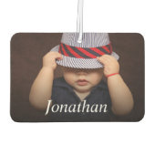 デザイン自分の写真と名前パーソナライズされた カーエアーフレッシュナー (裏面)