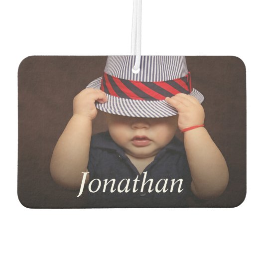 デザイン自分の写真と名前パーソナライズされた カーエアーフレッシュナー (裏面)