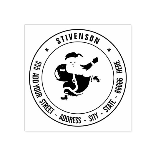 デザイン自分の名前アドレスSanta Christmas Stamp ラバースタンプ (インプリント)