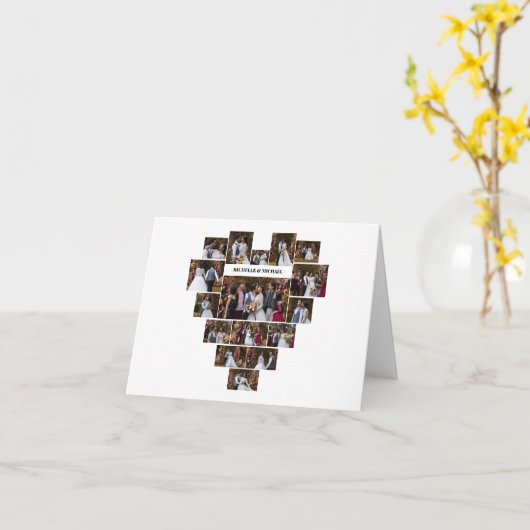 デザイン自分の愛のハートの形の写真コラージュ カード (黄色い花)