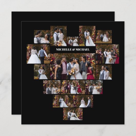 デザイン自分の愛のハートの形の写真コラージュ サンキューカード (正面/裏面)