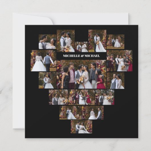 デザイン自分の愛のハートの形の写真コラージュ サンキューカード (正面)