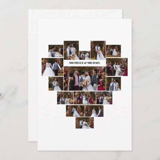 デザイン自分の愛のハートの形の写真コラージュ シーズンカード (正面/裏面)