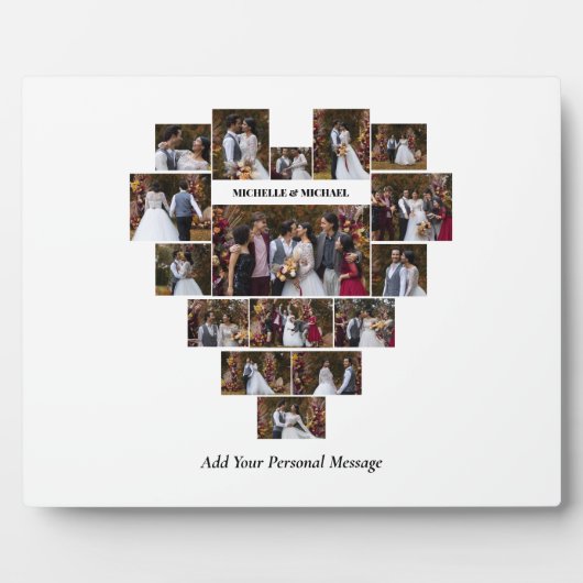 デザイン自分の愛のハートの形の写真コラージュ フォトプラーク (正面)