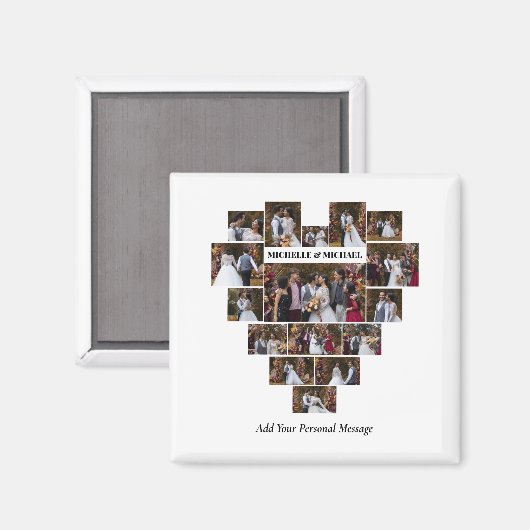 デザイン自分の愛のハートの形の写真コラージュ マグネット (正面/裏面)