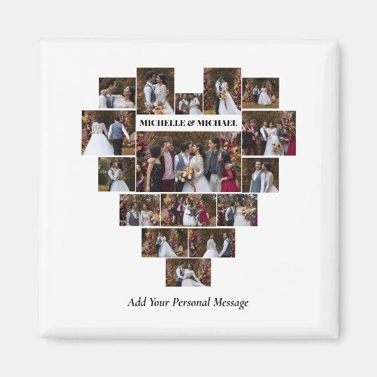 デザイン自分の愛のハートの形の写真コラージュ マグネット (正面)