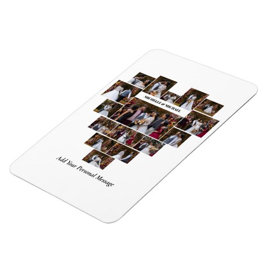 デザイン自分の愛のハートの形の写真コラージュ マグネット (左側)