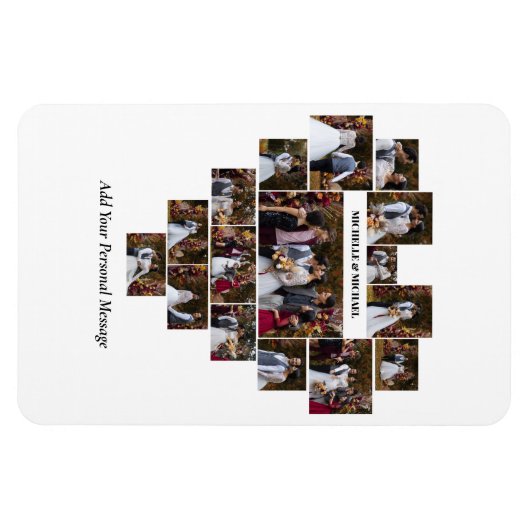 デザイン自分の愛のハートの形の写真コラージュ マグネット (横)