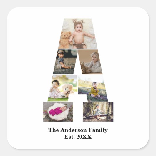 デザイン自分の手紙のコラージュ スクエアシール (正面)