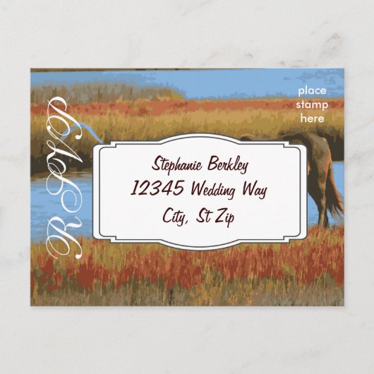 デザイン自分の結婚式RSVPはがき インビテーションポストカード (正面)