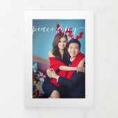 デザイン自分の3枚の写真パーソナライズされた 三つ折りクリスマスカード (カバー)