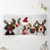 デザイン自分の3枚の写真パーソナライズされた 三つ折りクリスマスカード (内部)