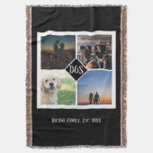 デザイン自分パーソナライズされたの4モノグラムの枚の写真 スローブランケット (正面縦)