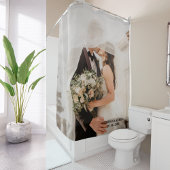 デザイン自分結婚の写真名前をカスタムする シャワーカーテン