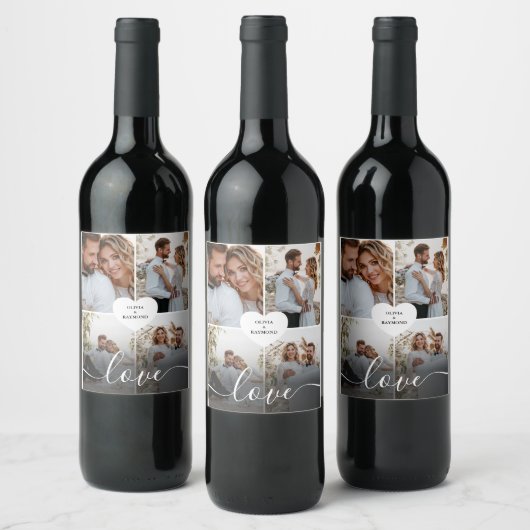 デザイン自身のラブコラージュ写真 ワインラベル (ボトル)