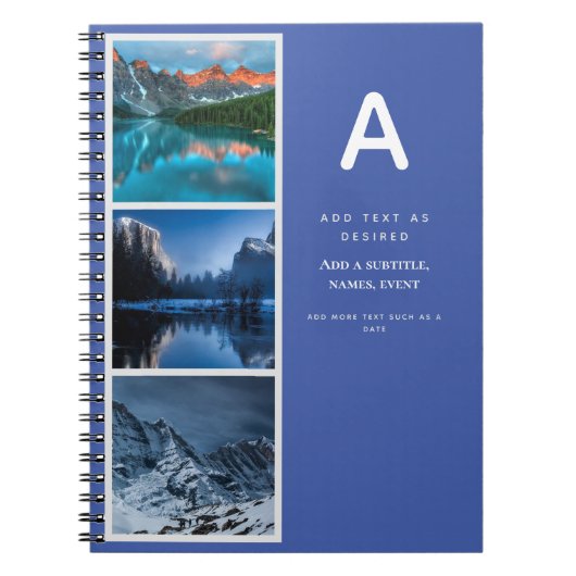 デザイン自身の写真付きジャーナルギフト文字イニシャル ノートブック (正面)