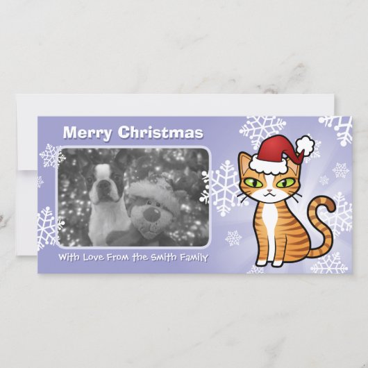 デザイン自身の漫画の猫(クリスマス) シーズンカード (正面)
