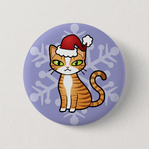 デザイン自身の漫画の猫（クリスマス） 缶バッジ
