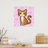 デザイン自身の漫画の猫(愛のハート) ポスター (キッチン)
