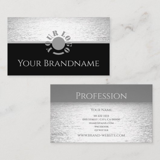 デザイン銀ユニーク銀海黒と灰色 名刺 (正面/裏面)