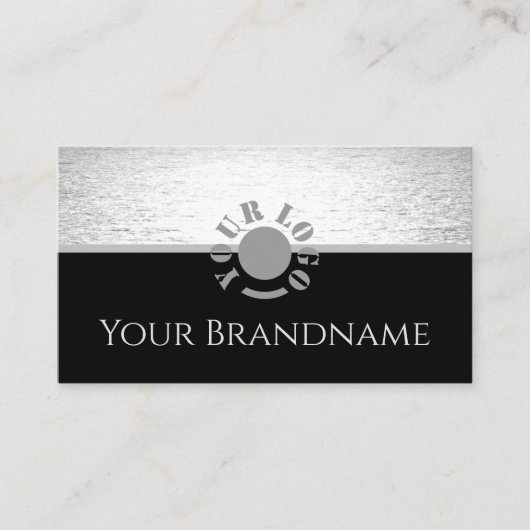 デザイン銀ユニーク銀海黒と灰色 名刺 (正面)