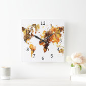 デザイン102世界地図 スクエア壁時計 (ホーム)