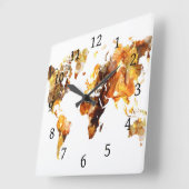 デザイン102世界地図 スクエア壁時計 (傾斜)