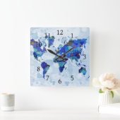 デザイン105世界地図 スクエア壁時計 (ホーム)