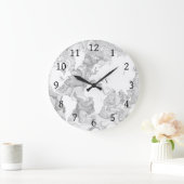 デザイン141世界地図 ラージ壁時計 (ホーム)