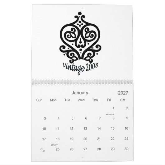 デザイン2008のカレンダー カレンダー (1月 2027)