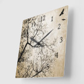 デザイン24のセピア色 スクエア壁時計 (傾斜)