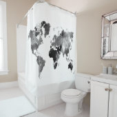 デザイン42の世界地図の無彩色スケール シャワーカーテン (インサイチュ)