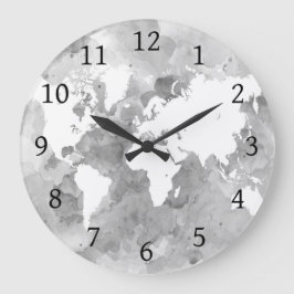 デザイン49グレーワールドマップ ラージ壁時計