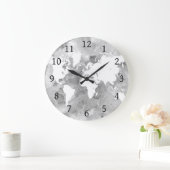 デザイン49グレーワールドマップ ラージ壁時計 (ホーム)