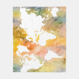 デザイン63ワールドマップオレンジ フリースブランケット