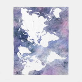 デザイン65ブルーワールドマップ フリースブランケット