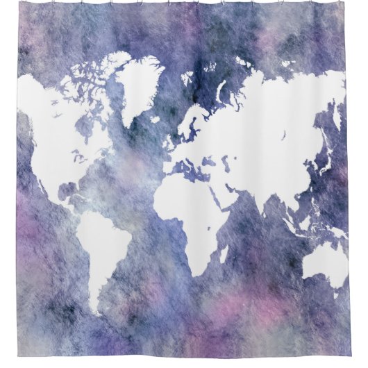 デザイン65世界地図 シャワーカーテン (正面)