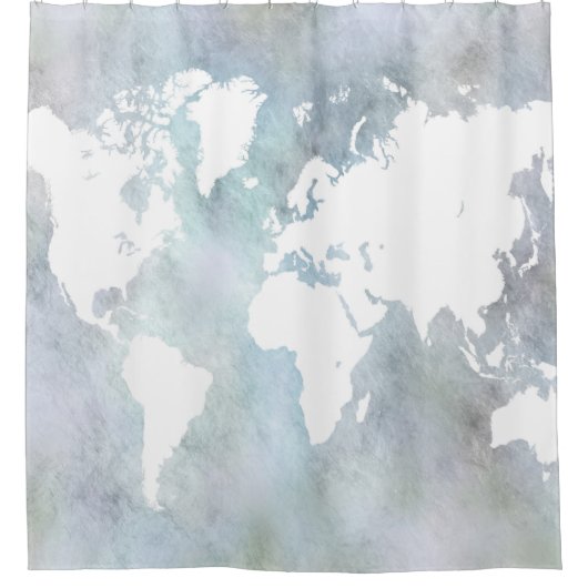 デザイン68世界地図 シャワーカーテン (正面)