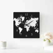 デザイン69の世界地図 スクエア壁時計 (ホーム)