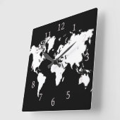 デザイン69の世界地図 スクエア壁時計 (傾斜)