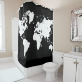 デザイン69の白黒の世界地図 シャワーカーテン (インサイチュ)