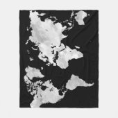 デザイン70の黒い灰色の世界地図 フリースブランケット (正面)