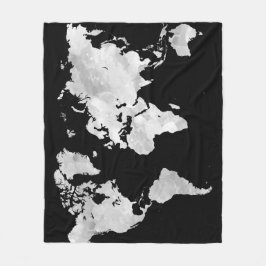 デザイン70の黒い灰色の世界地図 フリースブランケット