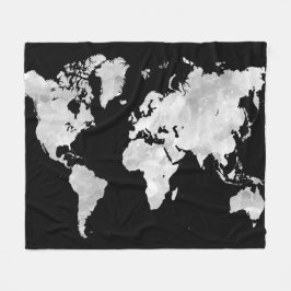 デザイン70の黒い灰色の世界地図 フリースブランケット