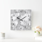 デザイン71の灰色白の世界地図 スクエア壁時計 (ホーム)