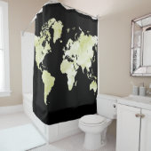 デザイン73黒緑地図 シャワーカーテン (インサイチュ)