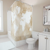 デザイン82の黄褐色の世界地図 シャワーカーテン (インサイチュ)