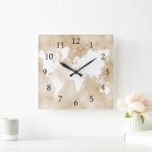 デザイン82 tanワールドマップ スクエア壁時計 (ホーム)